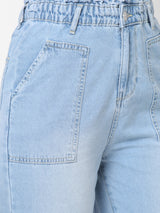 High-Rise Baggy Fit Jeans - Light Blue