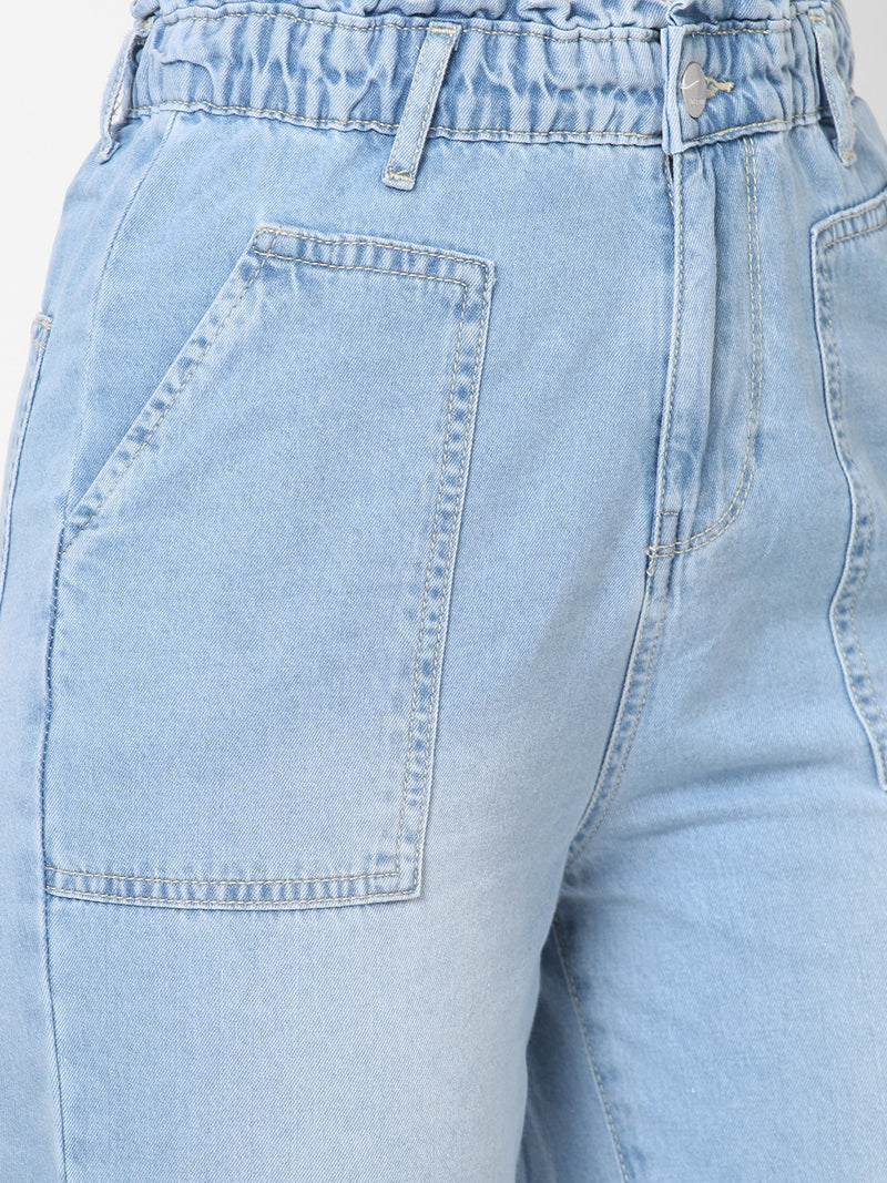 High-Rise Baggy Fit Jeans - Light Blue