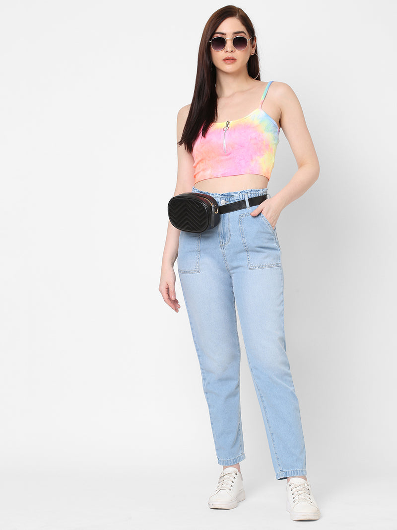 High-Rise Baggy Fit Jeans - Light Blue