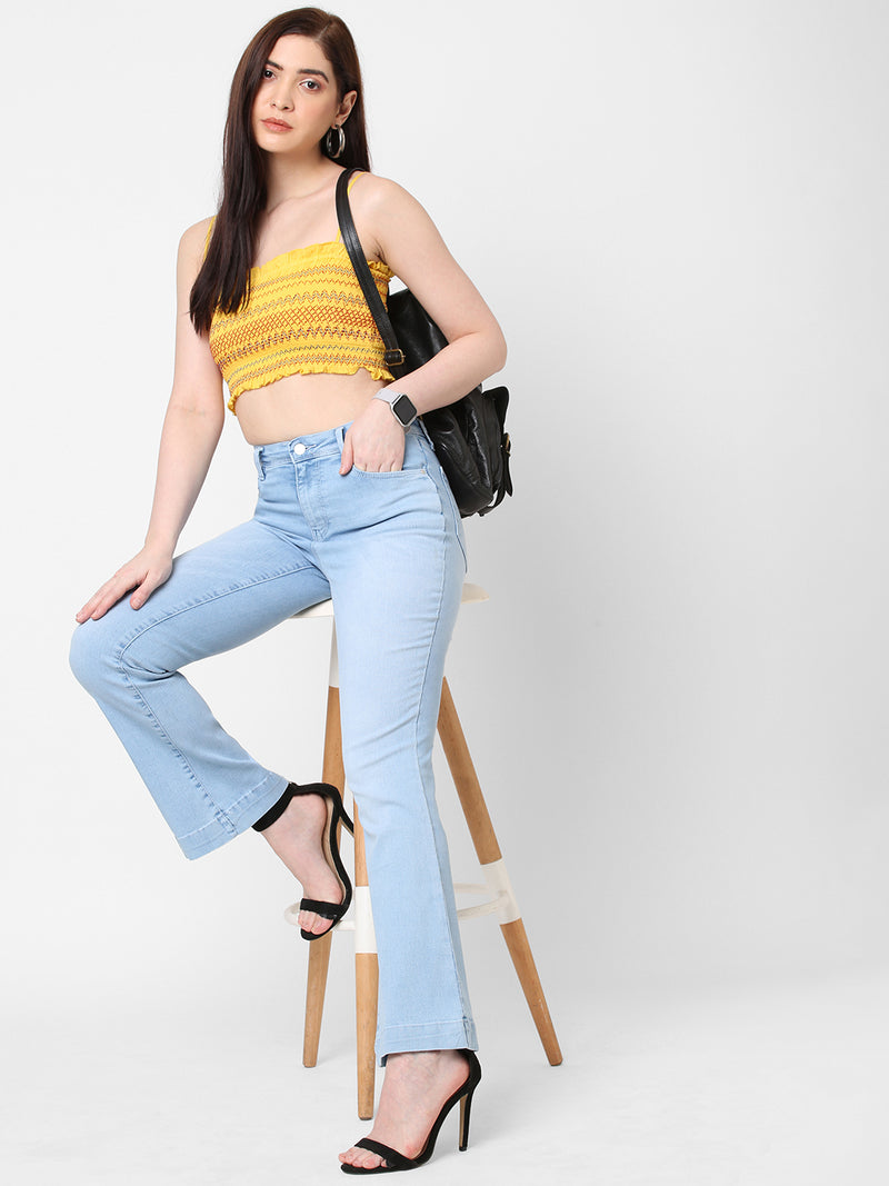K5013 High-Rise Flare Jeans - Light Blue
