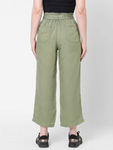 High-Rise Paper Bag Culottes - Light Olive