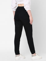 High-Rise Denim Jogger - Black