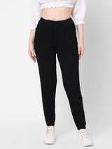 High-Rise Denim Jogger - Black