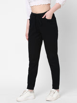 High-Rise Denim Jogger - Black