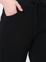High-Rise Denim Jogger - Black