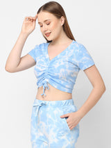 Women Sky Blue Tie & Dye Top