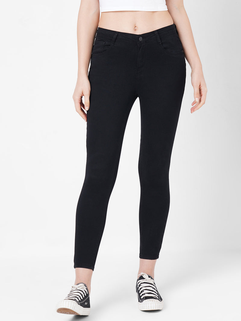Women Black K4068 Mid-Rise Push Up Super Skinny Jeans