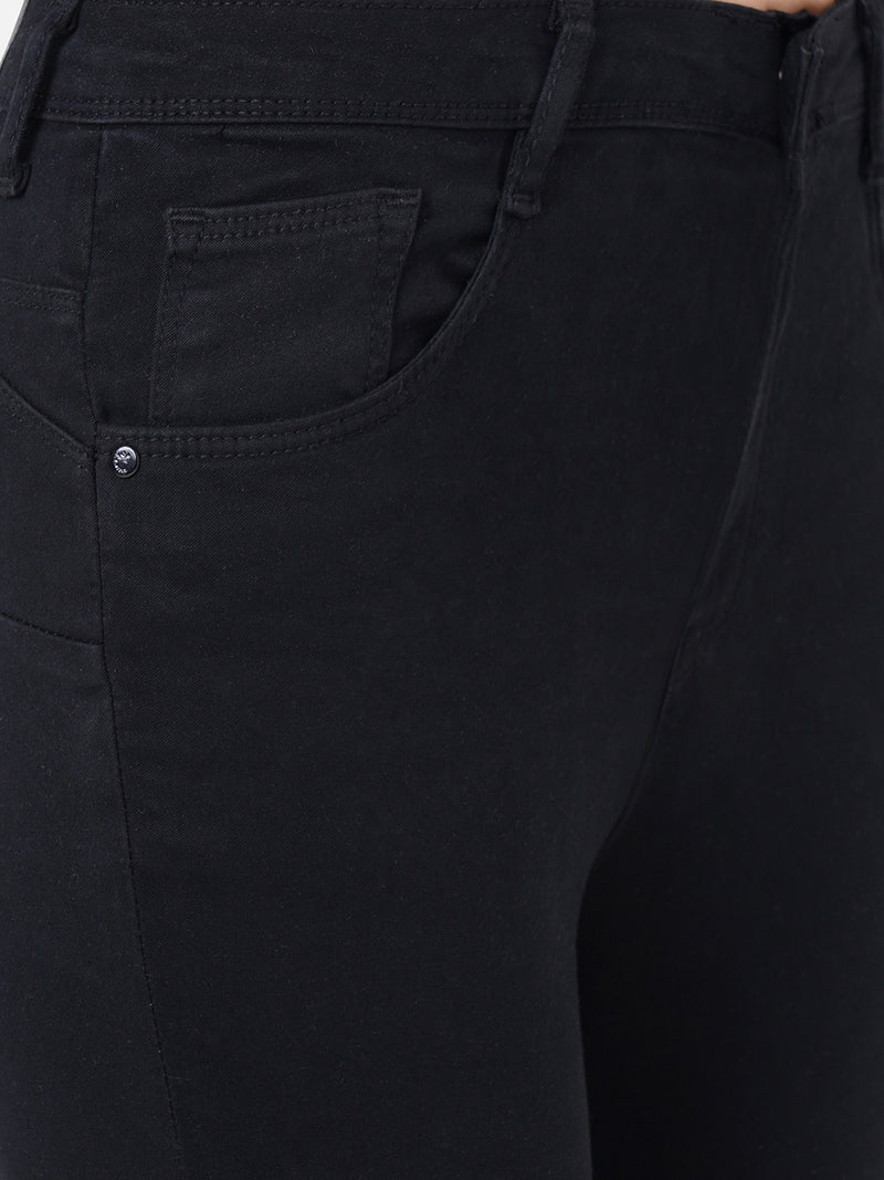 Women Black K4068 Mid-Rise Push Up Super Skinny Jeans