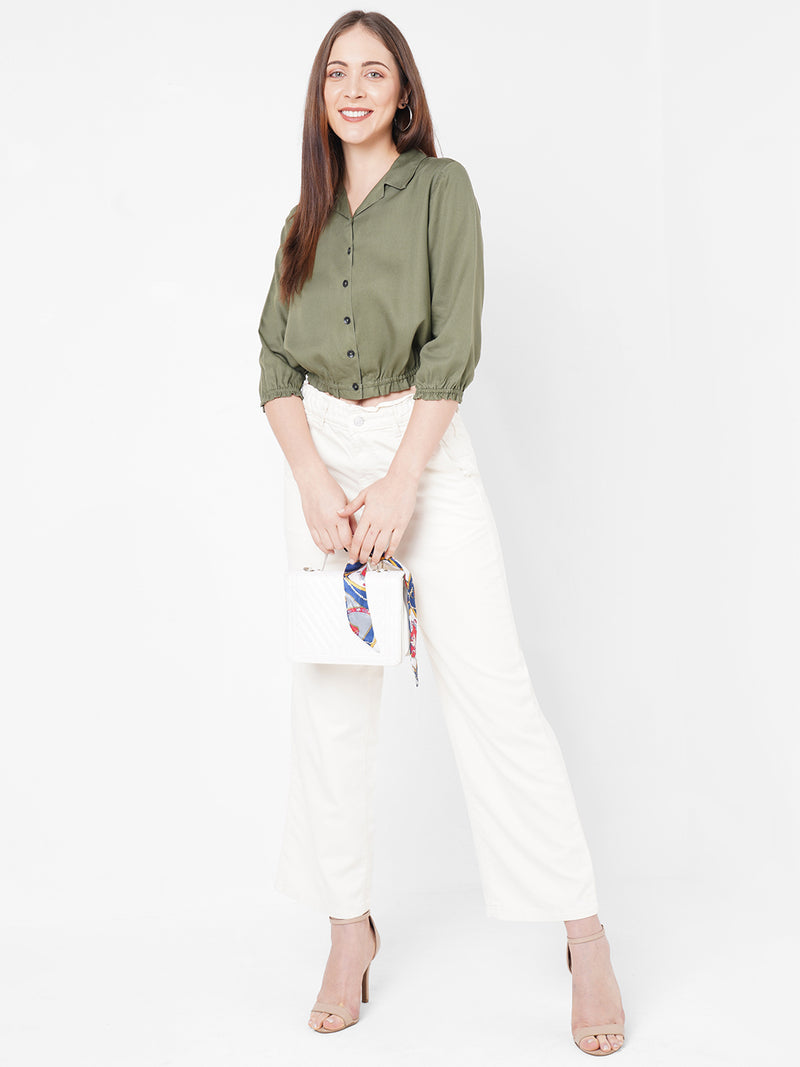 Women White K5031 High-Rise Wide Leg Jeans