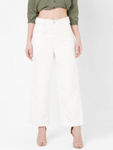 Women White K5031 High-Rise Wide Leg Jeans