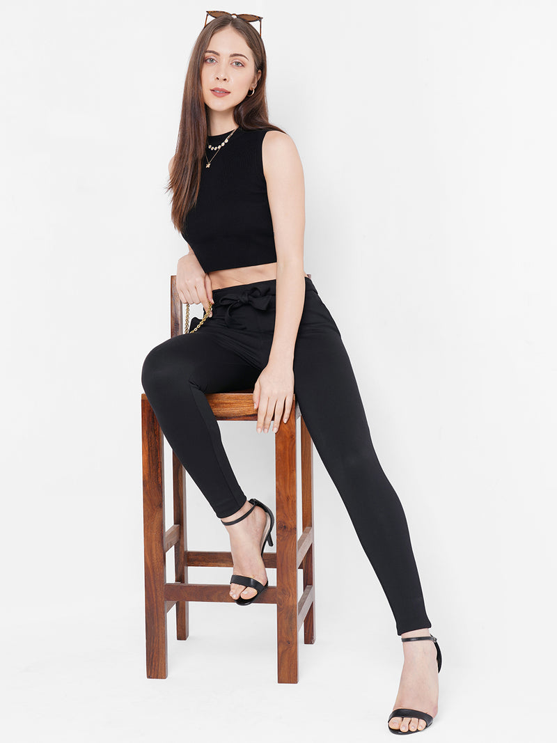 Women Black High-Rise Skinny Tregging