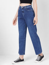 Women Blue K6021 High-Rise Parallel Wide Leg Jeans