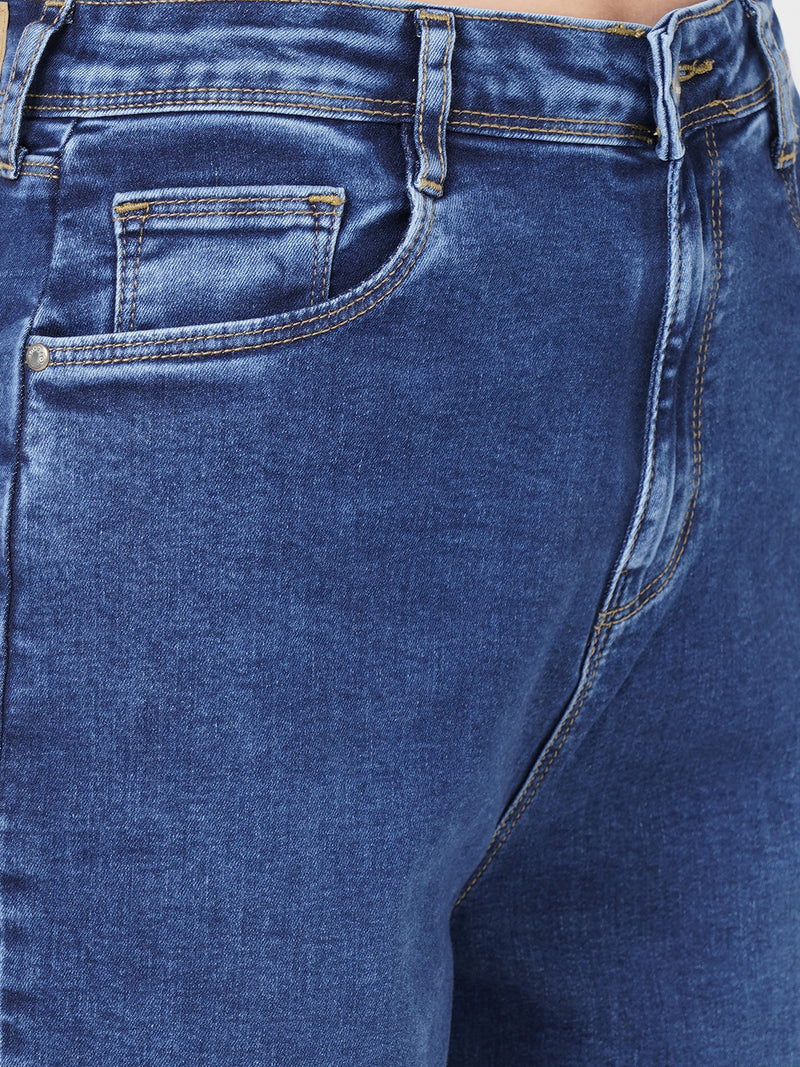 Women Blue K6021 High-Rise Parallel Wide Leg Jeans