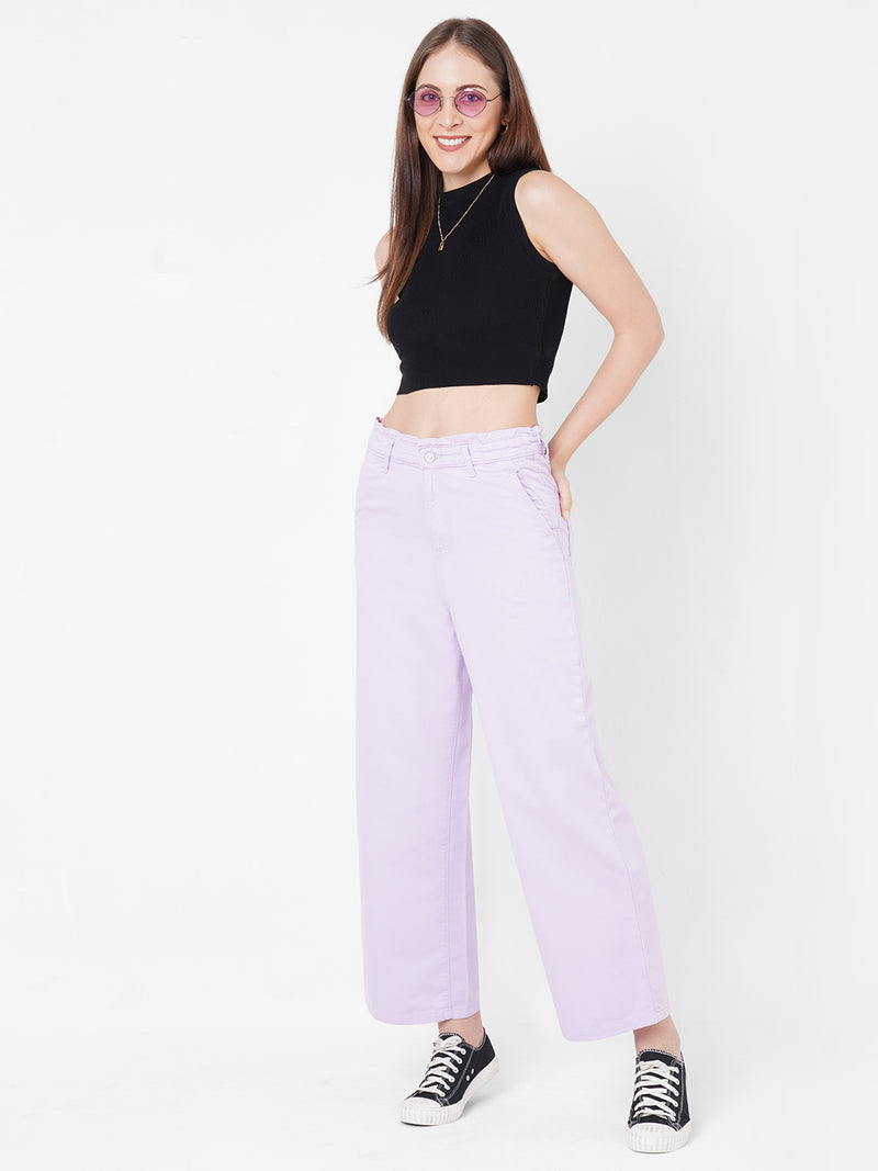 Women Lilac K5031 High-Rise Wide Leg Jeans