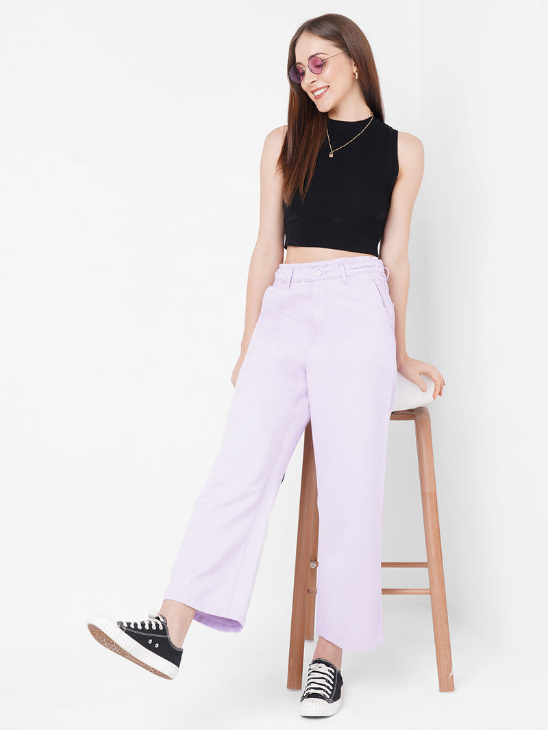 Women Lilac K5031 High-Rise Wide Leg Jeans