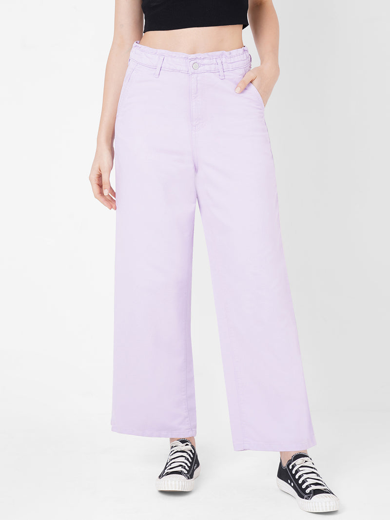 Women Lilac K5031 High-Rise Wide Leg Jeans
