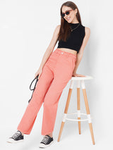 Women Salmon K5031 High-Rise Wide Leg Jeans