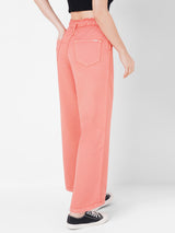 Women Salmon K5031 High-Rise Wide Leg Jeans