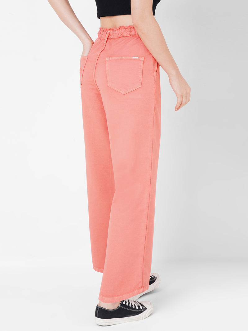 Women Salmon K5031 High-Rise Wide Leg Jeans