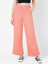 Women Salmon K5031 High-Rise Wide Leg Jeans