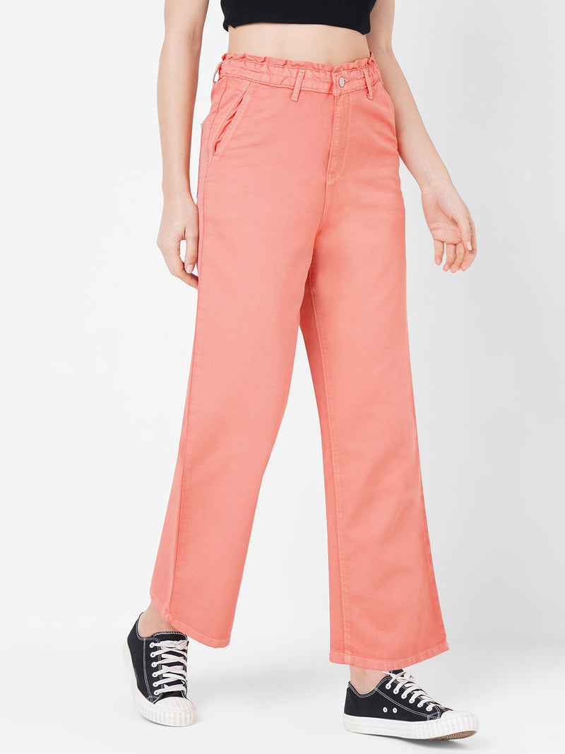 Women Salmon K5031 High-Rise Wide Leg Jeans