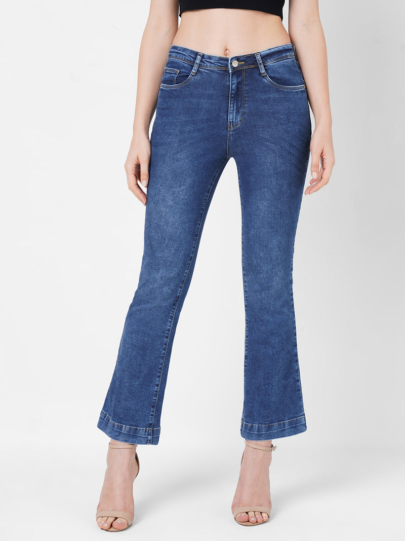 Women Blue K5013 High-Rise Flare Jeans
