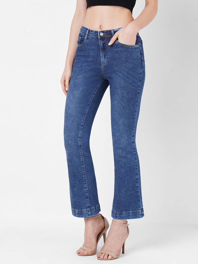 Women Blue K5013 High-Rise Flare Jeans