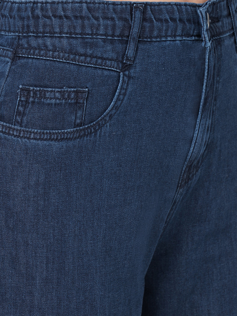 Women Navy Blue K5031 High-Rise Wide Leg Jeans