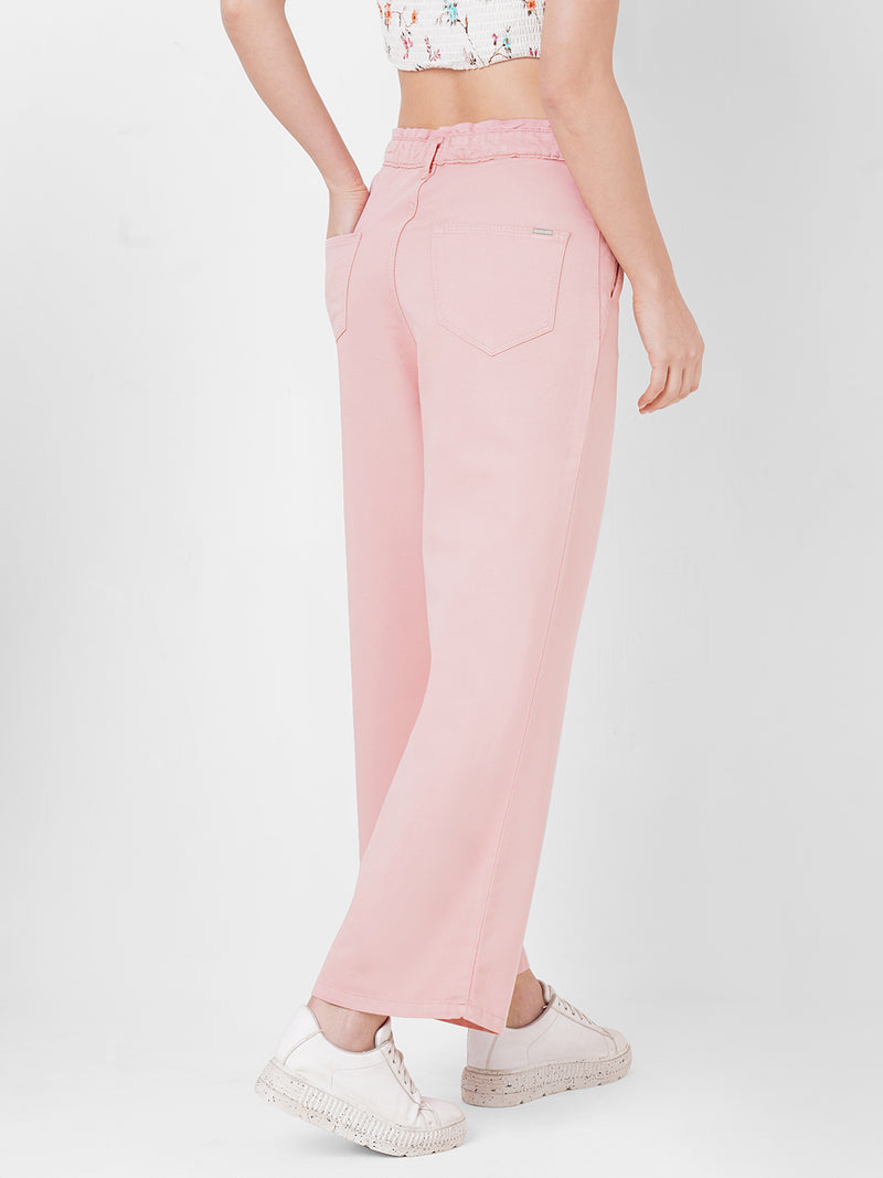 Women Pink K5031 High-Rise Wide Leg Jeans