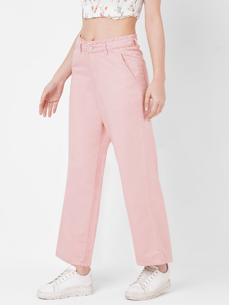 Women Pink K5031 High-Rise Wide Leg Jeans