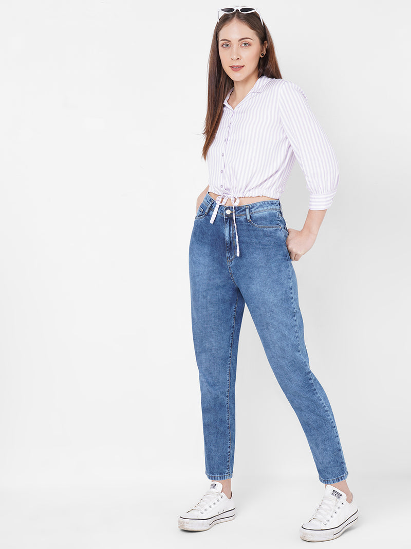 K5085 High Rise Mom Fit - Dark Blue