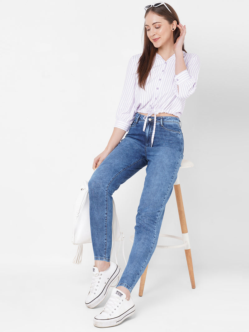 K5085 High Rise Mom Fit - Dark Blue