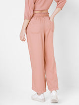 Women Pink High-Rise Paper Bag Culottes