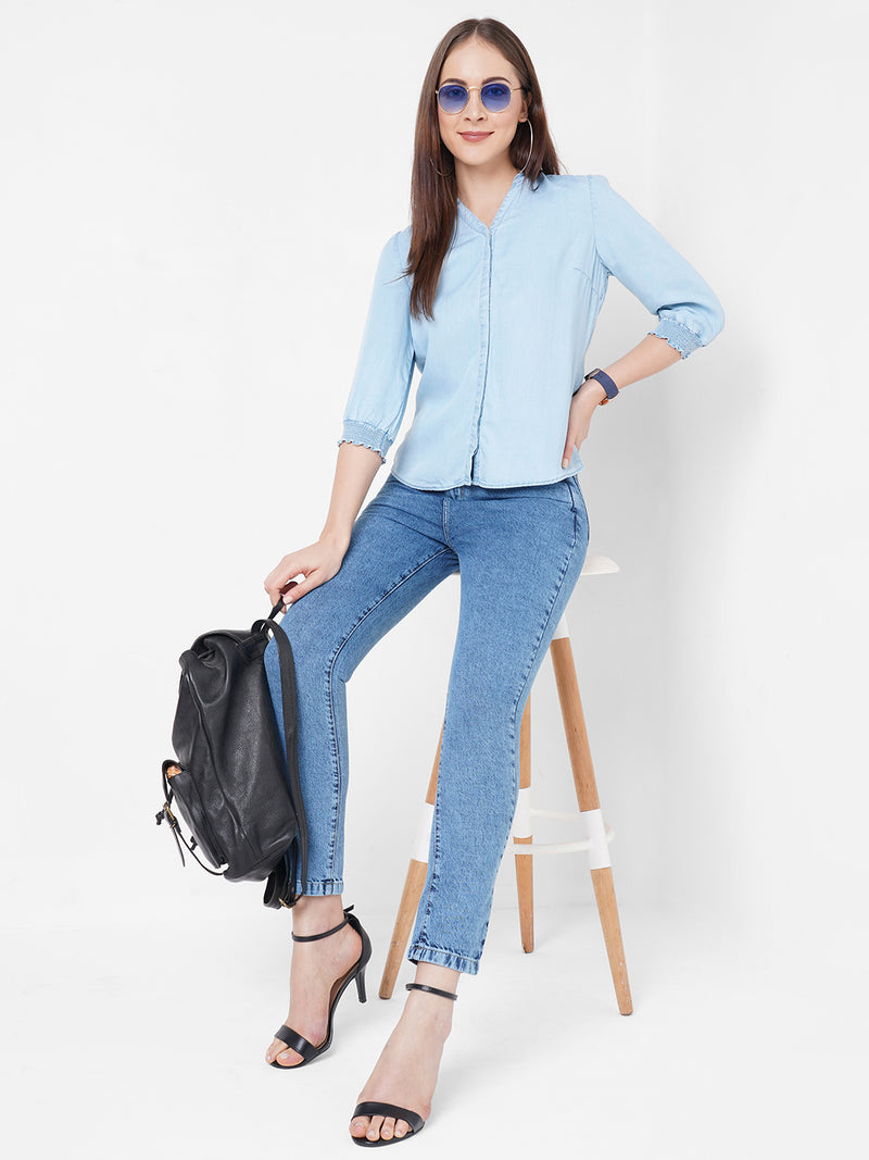 Women Blue K6030 High-Rise Slim Straight Fit Jeans