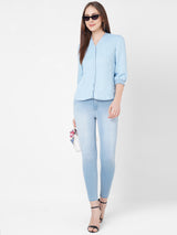Women Blue K4068 Mid-Rise Push Up Super Skinny Jeans
