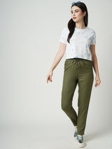 Women Sky Tie & Dye Chest Printed Crop Tshirt