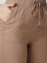 Women Dusty Rose Solid High Rise Jogger