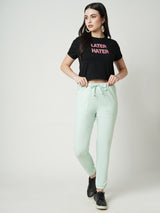 Women Mint Green High Rise Skinny Fit Athleisure