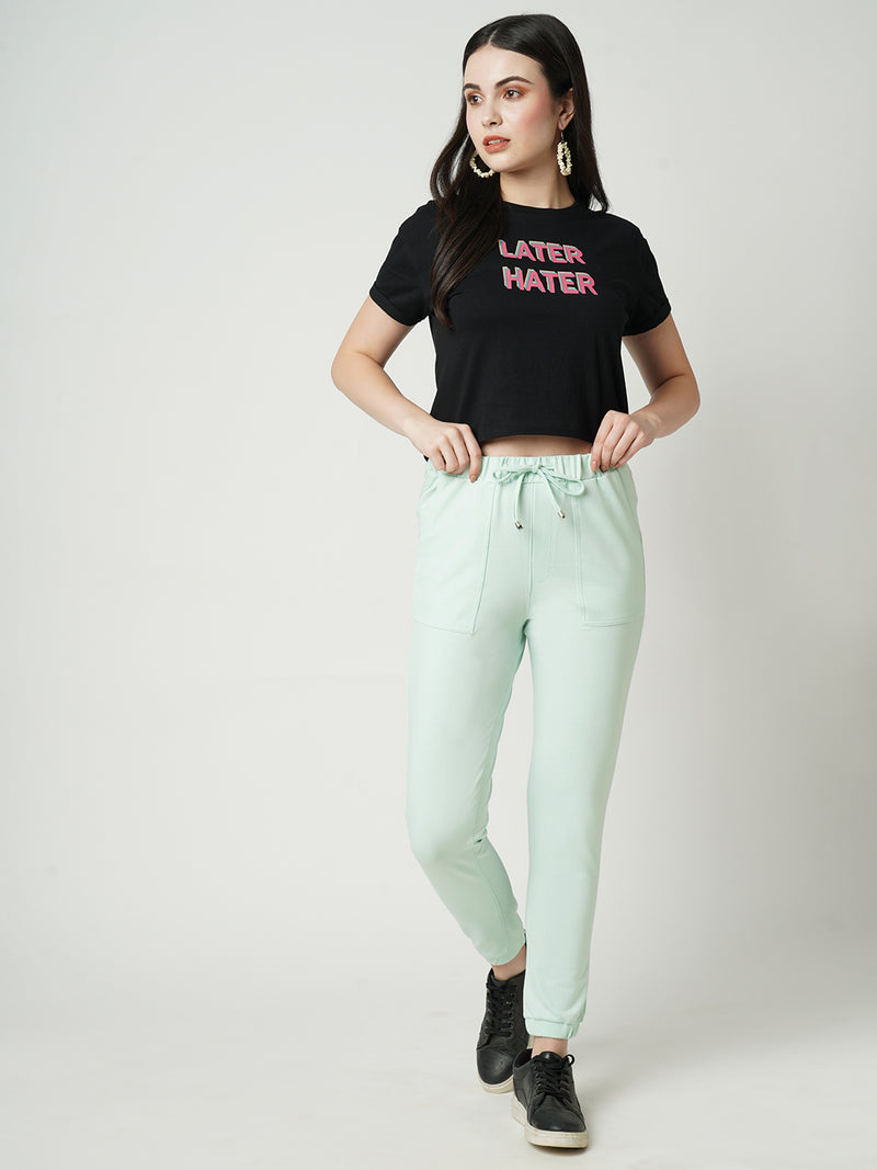 Women Mint Green High Rise Skinny Fit Athleisure