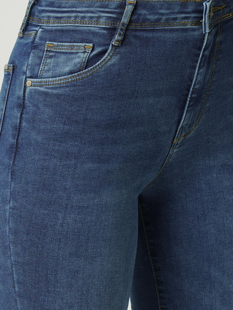 Women Blue K5013 High Rise Flare Jeans