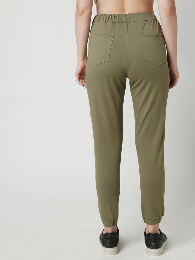 Women Olive High Rise Skinny Fit Athleisure
