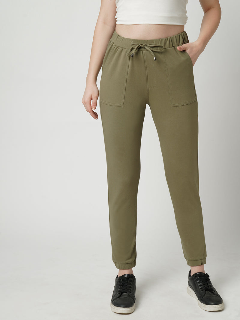 Women Olive High Rise Skinny Fit Athleisure