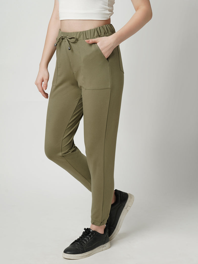 Women Olive High Rise Skinny Fit Athleisure