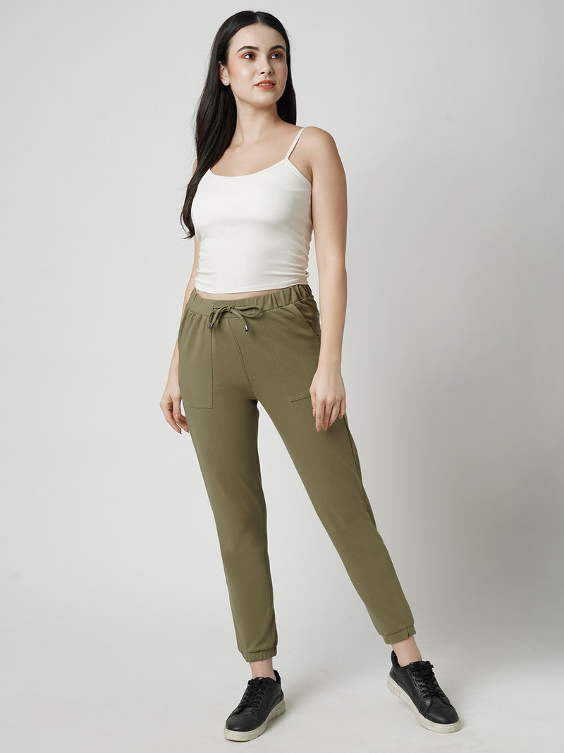Women Olive High Rise Skinny Fit Athleisure