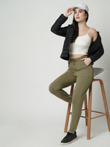 Women Olive High Rise Skinny Fit Athleisure