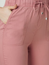 Women Blush Pink Solid High Rise Jogger
