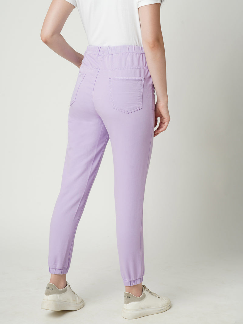 Women Lilac Solid High Rise Jogger