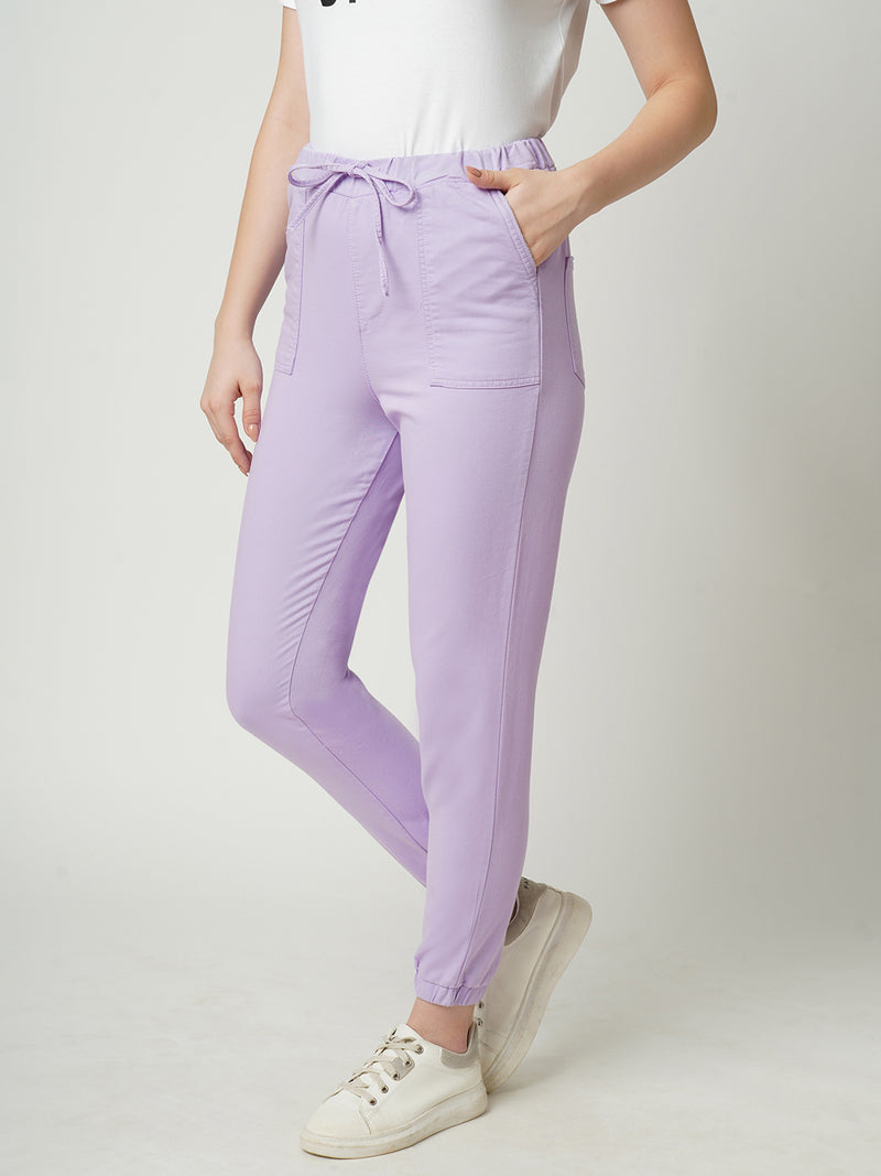 Women Lilac Solid High Rise Jogger