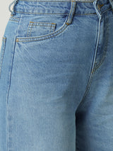 Women Light Blue K6039 High Rise Super Wide Leg Jeans