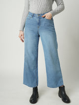 Women Light Blue K6039 High Rise Super Wide Leg Jeans